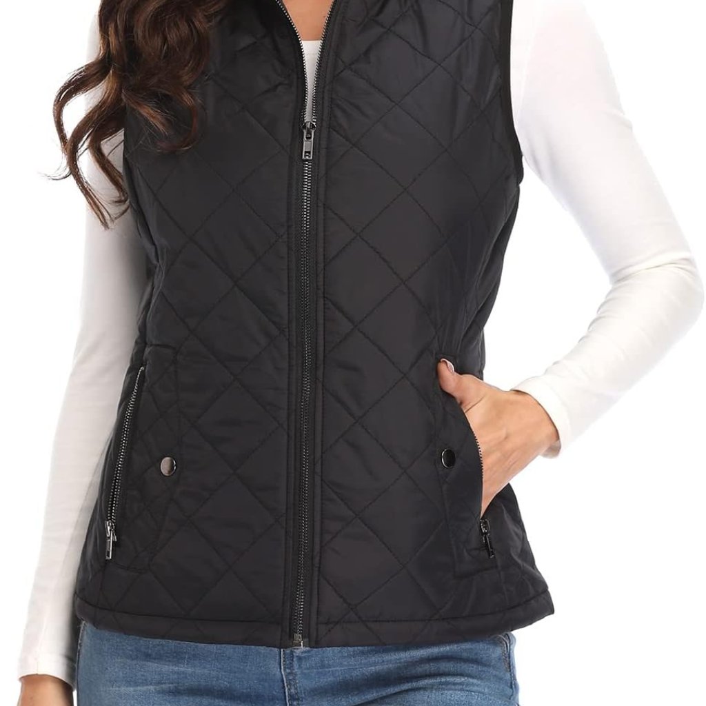 Women's Vest, Quilted Lightweight Zip Pockets Padded Gilet Xs-2xl